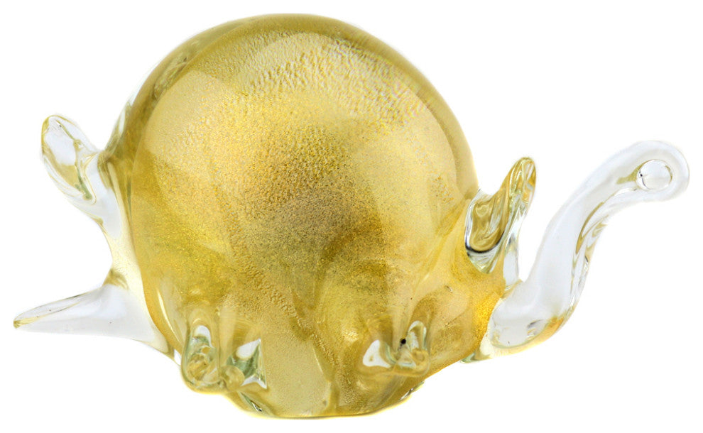 Murano Glass Turtle Clear Gold