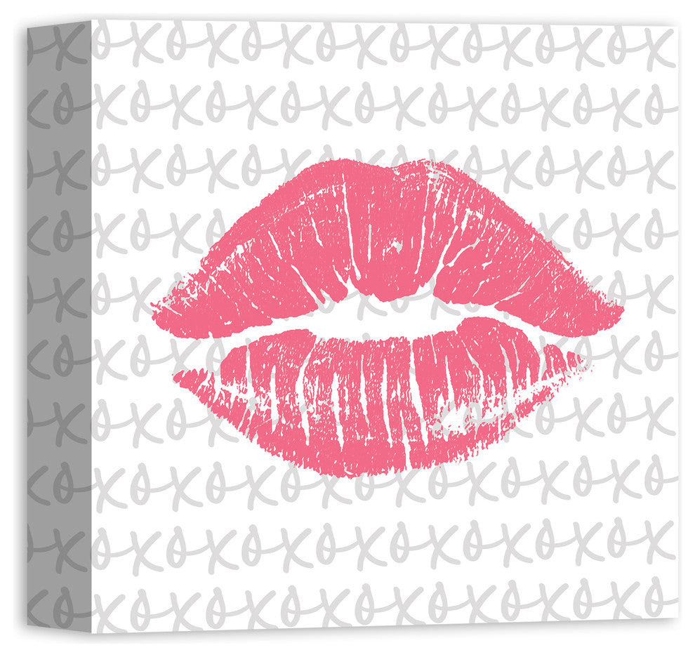 Valentine Pink Kiss 12x12 Canvas Wall Art