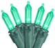 Set of 50 Green LED Mini Christmas Lights 4" Spacing - Green Wire