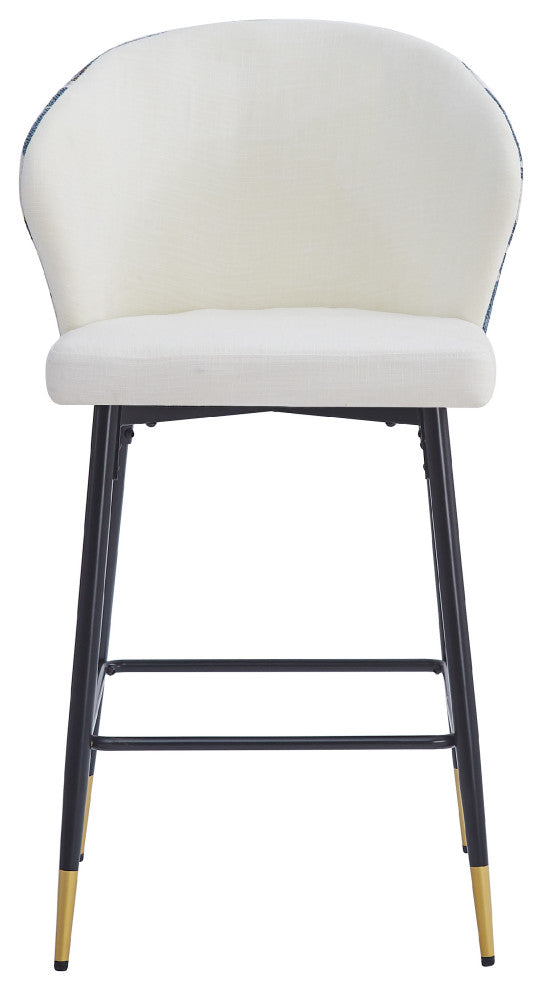 GDF Studio Jacquard Pattern Bar Stool, 28" Counter Height, Set of 2, White