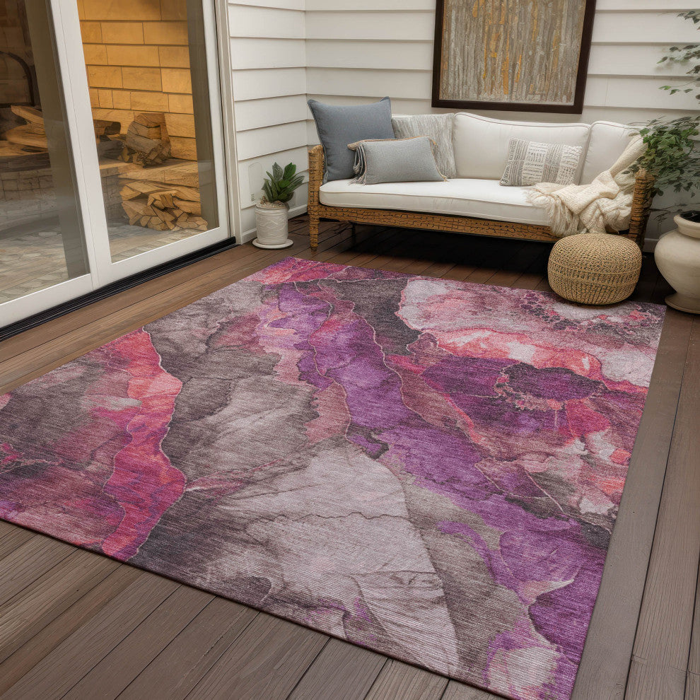 Machine Washable Indoor/Outdoor Chantille ACN1864 Blush 3' x 5' Rug
