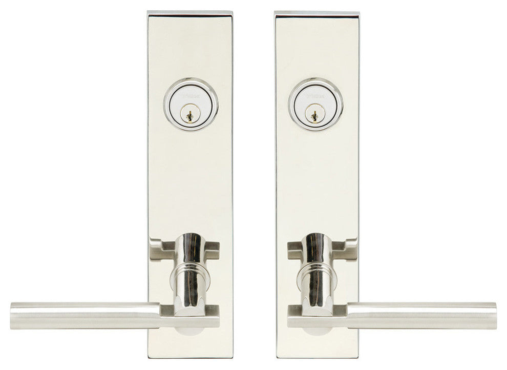 Sequoia Lever, Tubular Entry, Double Cylinder, Polished Stainless Steel