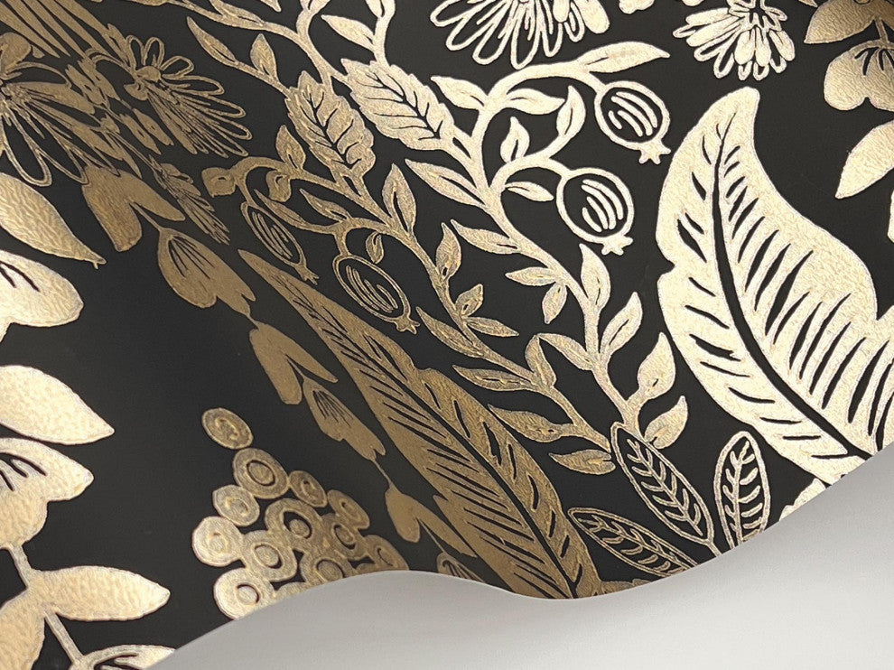 Pineapple Damask Black Wallpaper