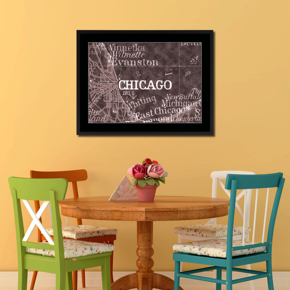 Chicago Illinois Vintage Vivid Sepia Map Canvas, 16"x21"