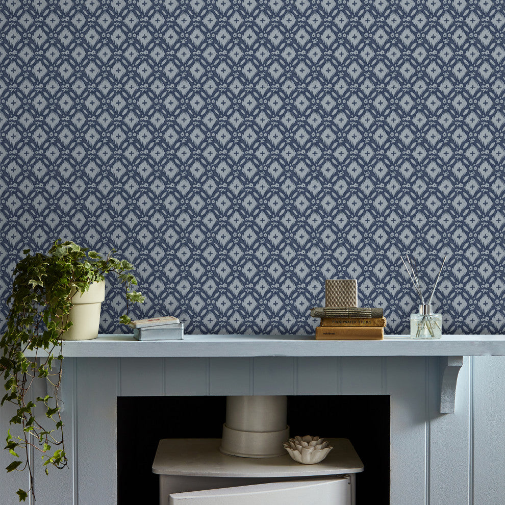 Laura Ashley Whitebrook Wallpaper, Dusky Seaspray Blue