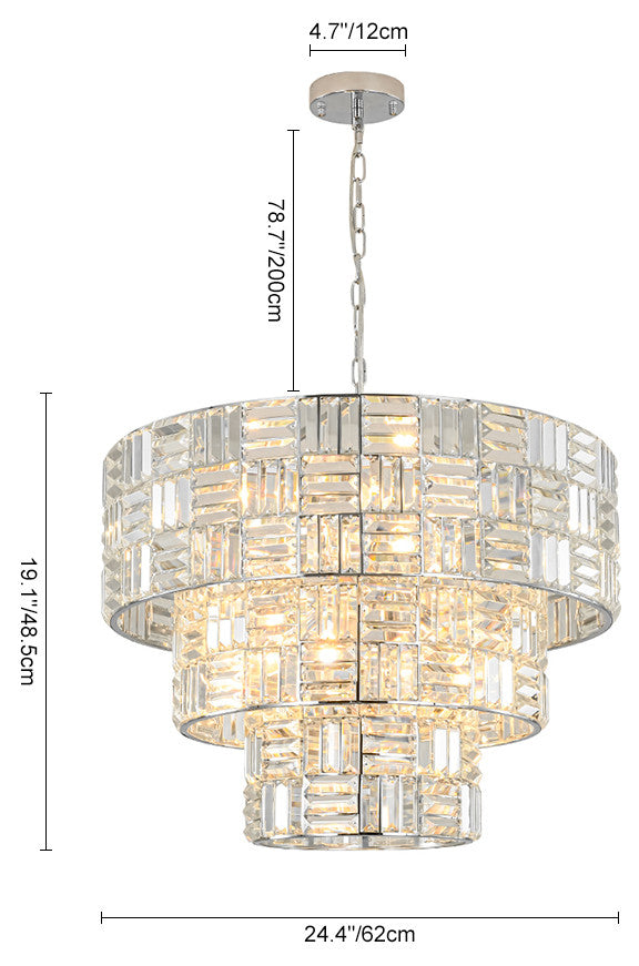 Luxury 11-Light Round Layered Chandelier With Crystal