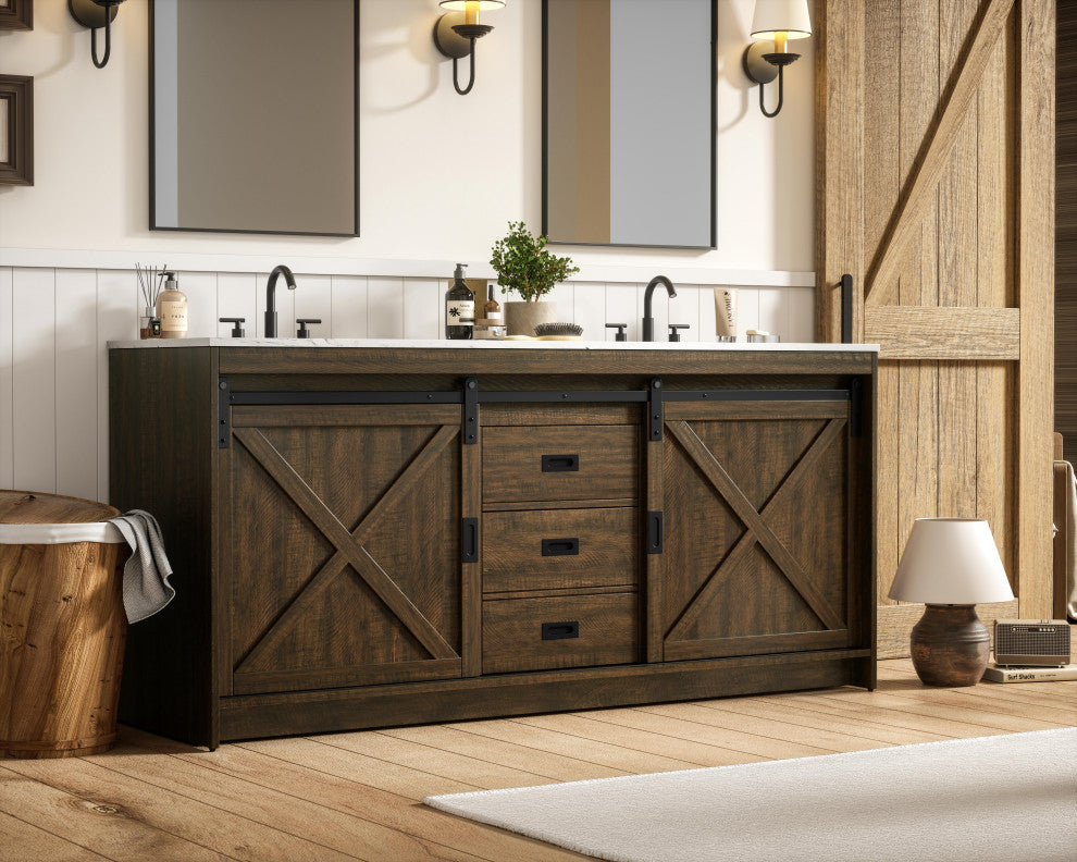 Home Living 72" Double Bathroom Vanity, Expresso