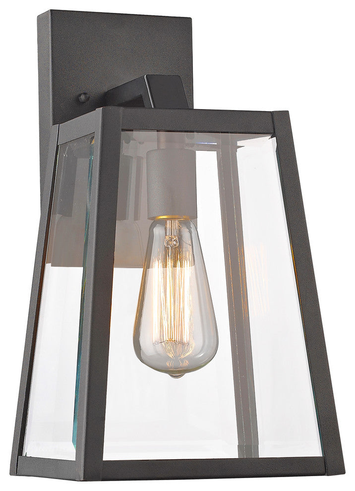 Leodegrance 1 Light Black Outdoor Wall Sconce 14" High, Textured Black
