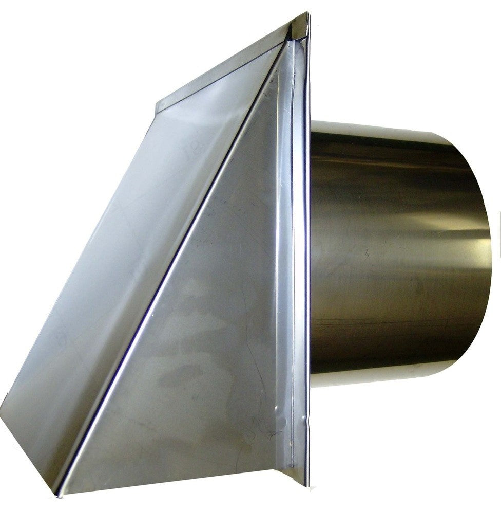 Stainless Steel Exterior Side Wall Cap, 4 Inch, With Damper and Screen