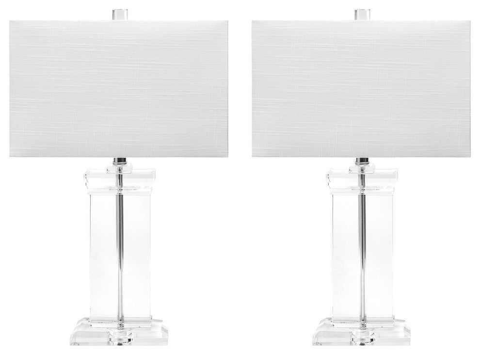 Nuloom 25" Helena Crystal Ionic Column Cotton Shade Clear Table Lamp