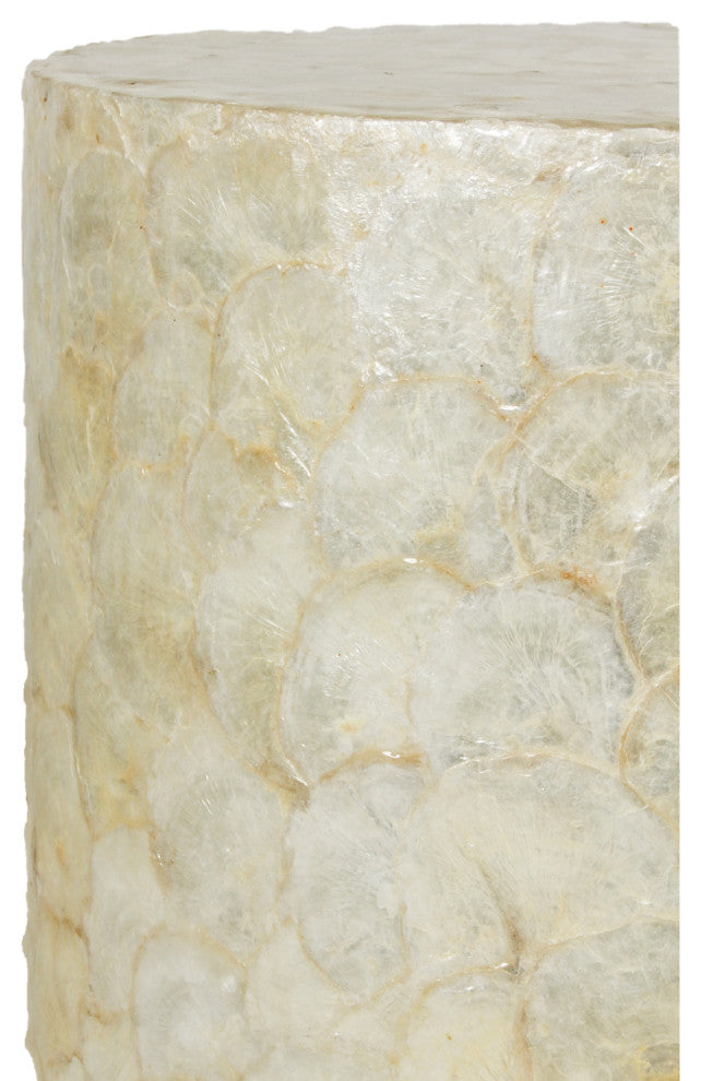 East at Main Sable Off-White Wood and Capiz Round Accent Table