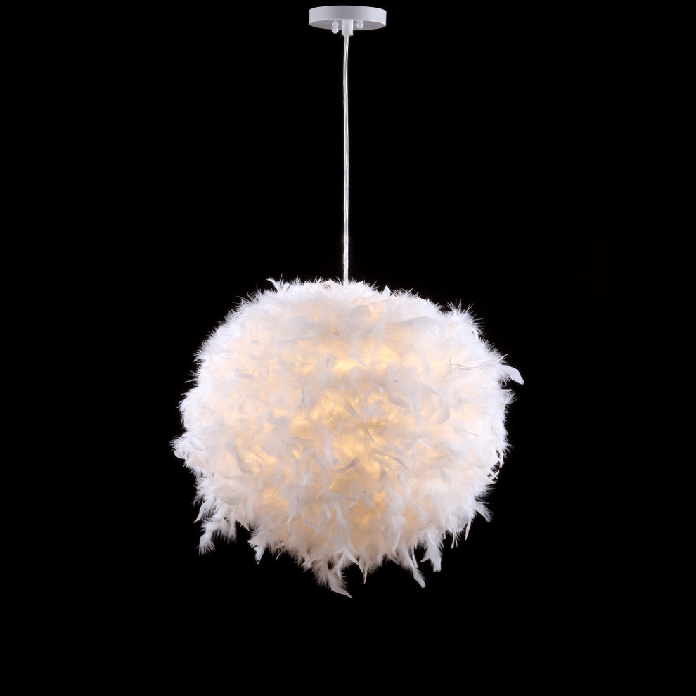 Stork 19" Feather Metal Adjustable Led Pendant, White