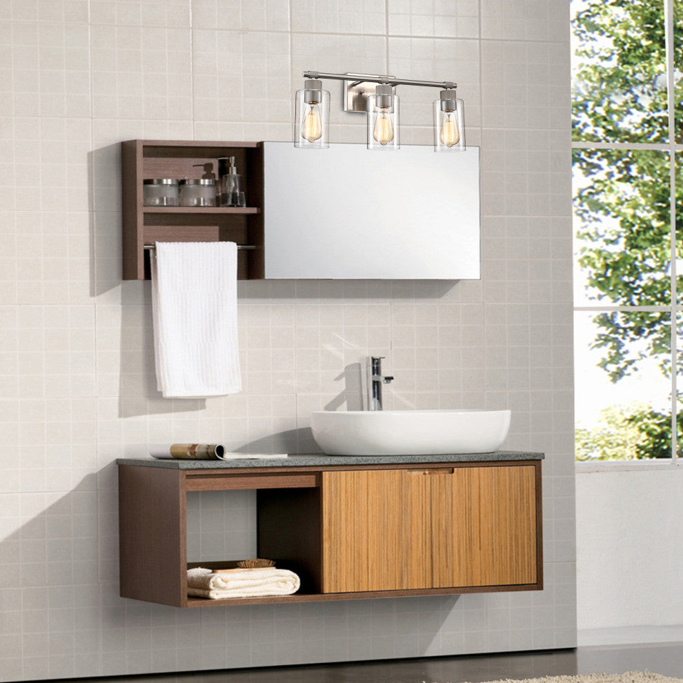 CHLOE Lighting Mercy Contemporary 3-Light Brushed Nickel Bath Vanity Fixture