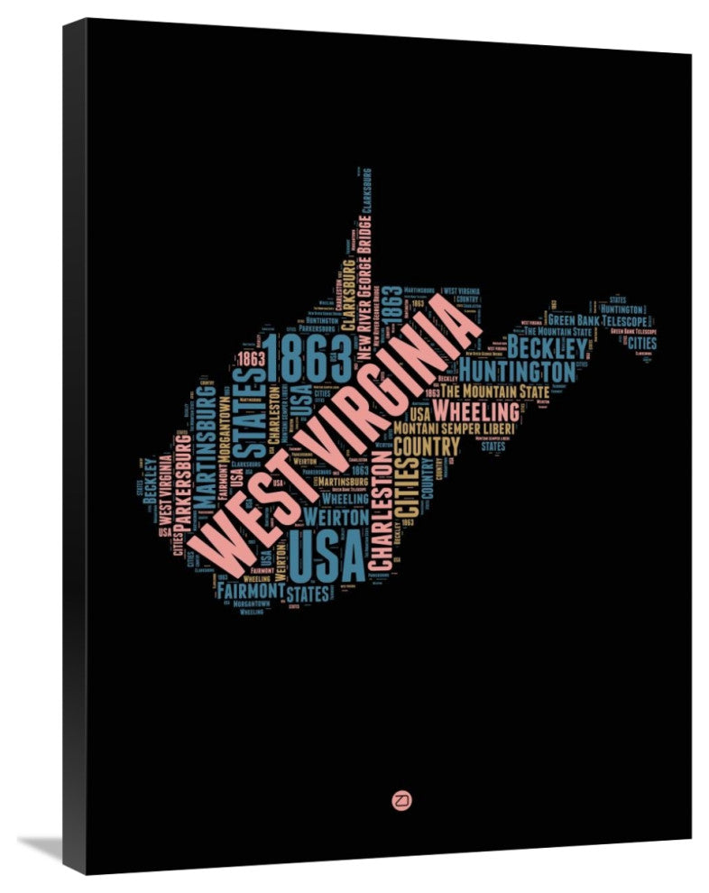 "West Virginia Word Cloud 1" Fine Art Print