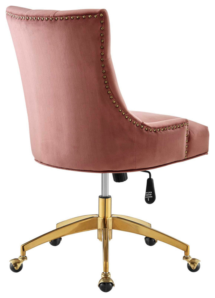 Regent Tufted Performance Velvet Office Chair Gold Dusty Rose