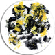 Fractal Golden Black Structure, Abstract Art Disc Metal Wall Art, 11"