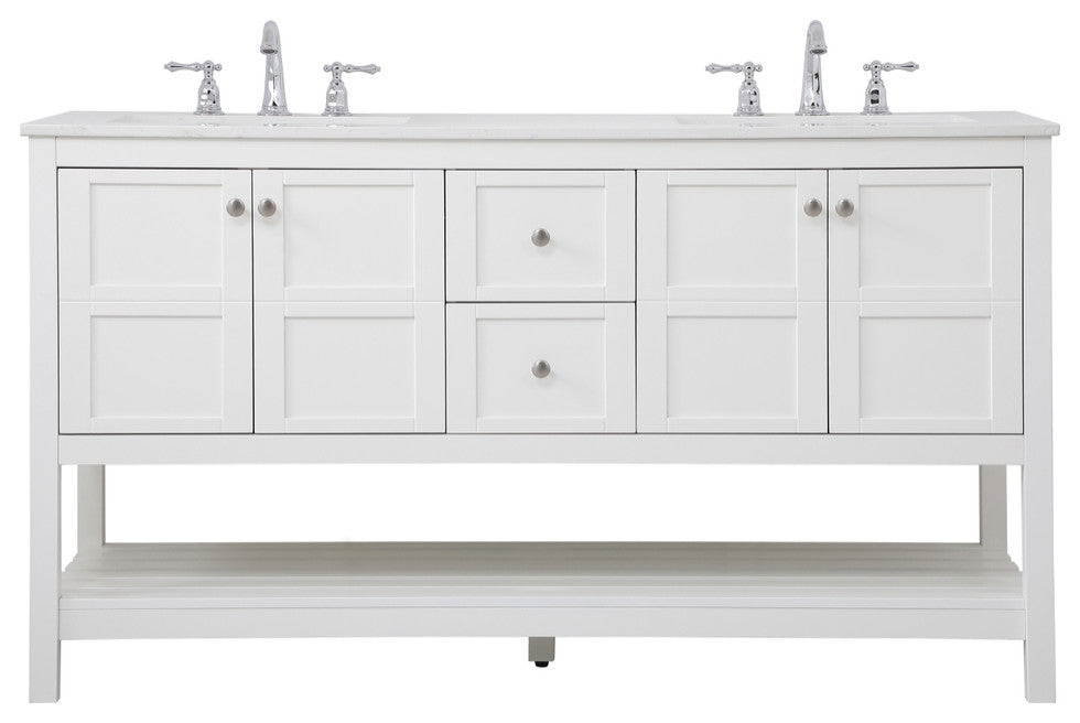 Tucker White 60" Double Sink Bathroom Vanity