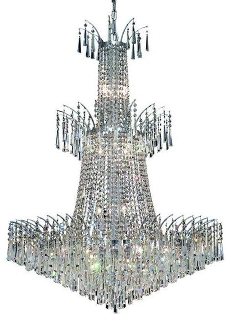 Elegant Victoria Foyer Hall Light, Chrome Finish With Royal Cut Crystal