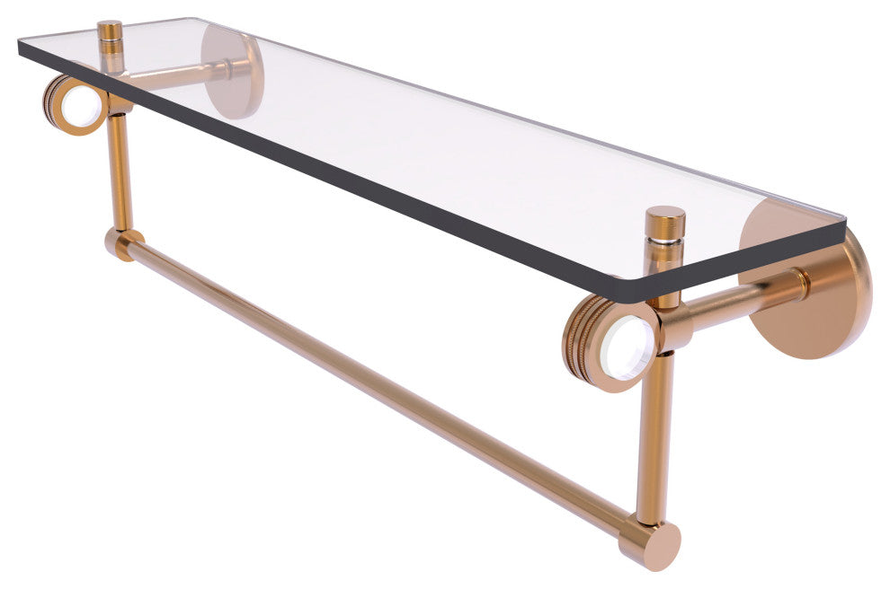 Clearview 22" Glass Shelf and Towel Bar and Dotted Accents, Brushed Bronze