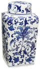 Square Floral Jar with Lid