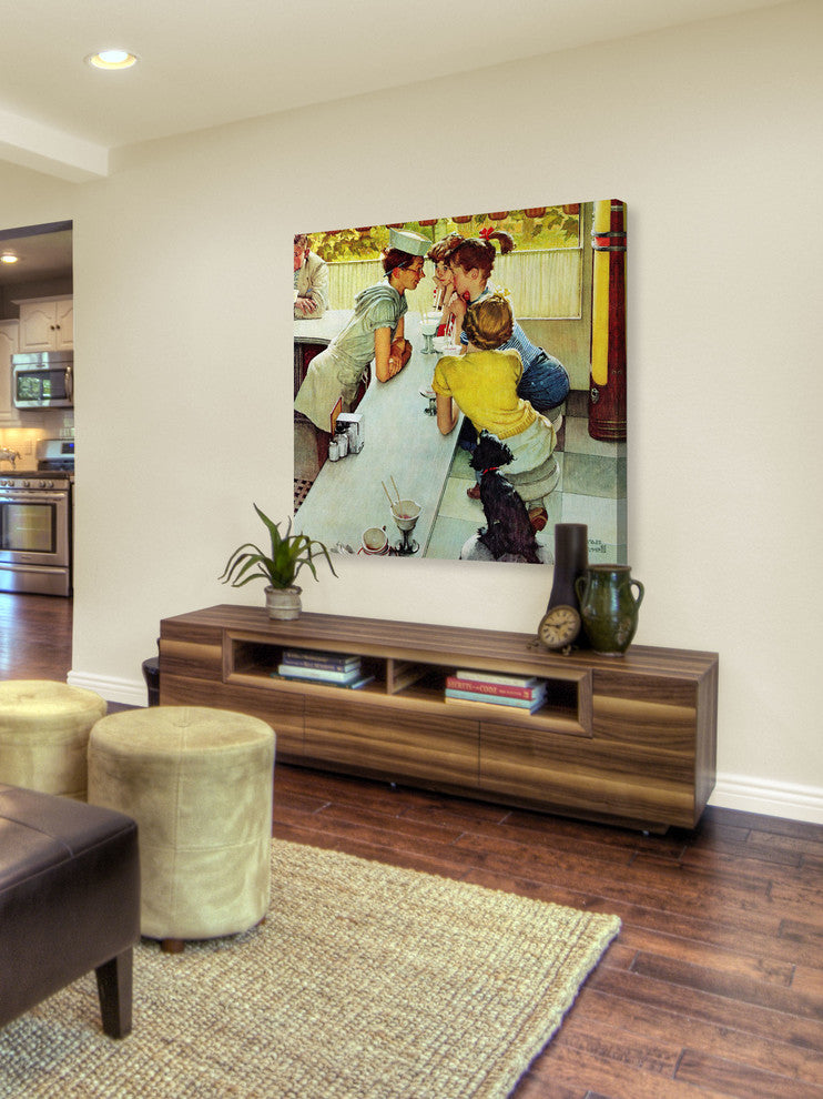 "Soda Jerk" Painting Print on Canvas by Norman Rockwell