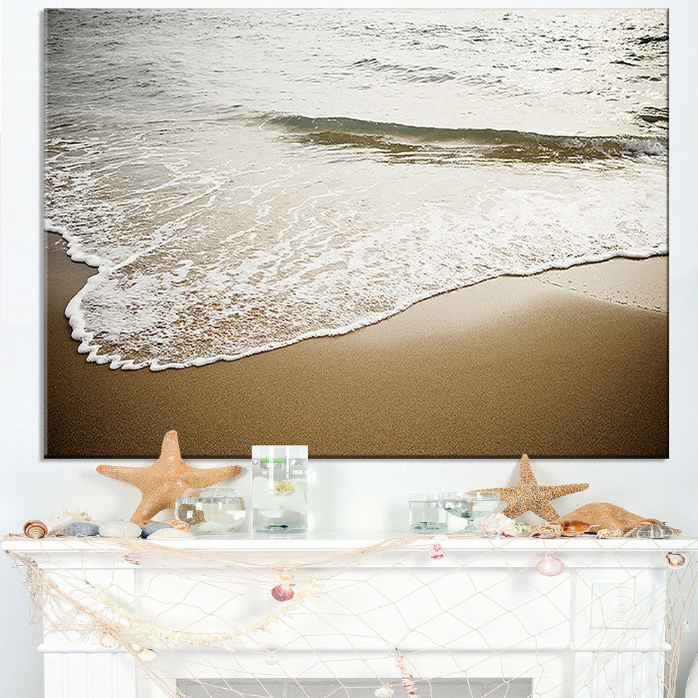 "White Waves in Mediterranean Sea" Seascape Wall Art, 32"x16"