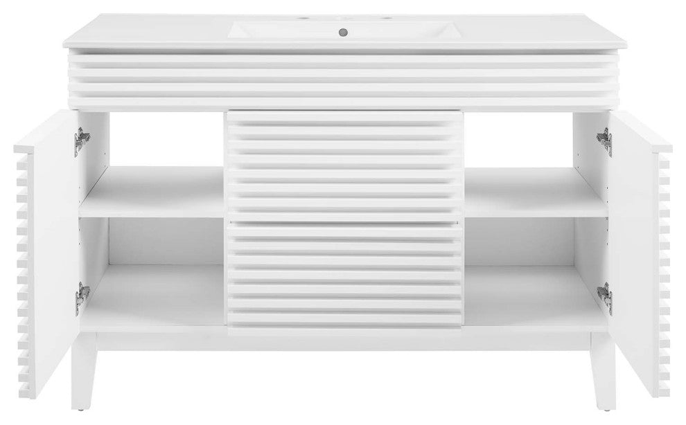 Render 48" Single Sink Bathroom Vanity, White White