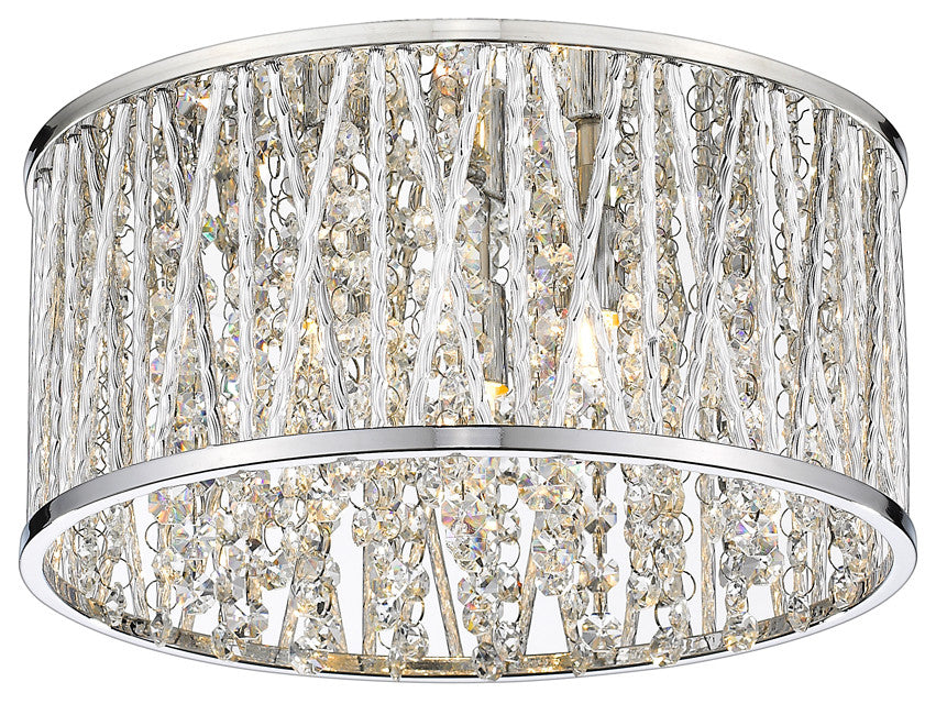 Terra 3 Light Flush Mount, Chrome With Chrome Aluminum Shade