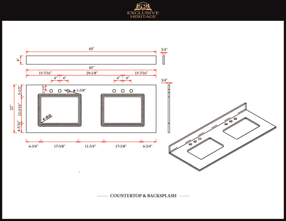 60" Double Sink Bathroom Vanity Base