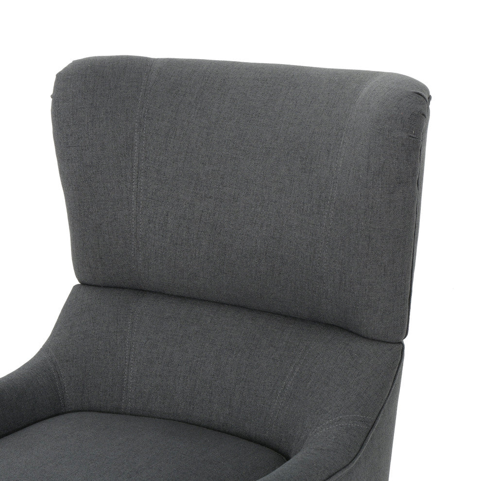 GDF Studio Quinn Navy Blue Fabric Sofa Chair, Charcoal