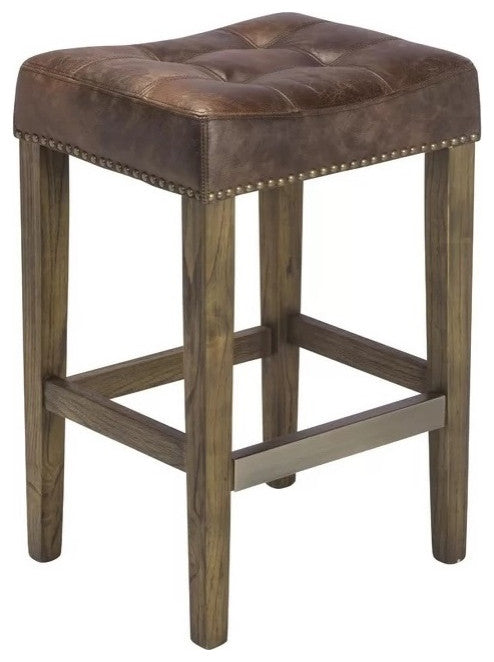 Backless Leather Stool