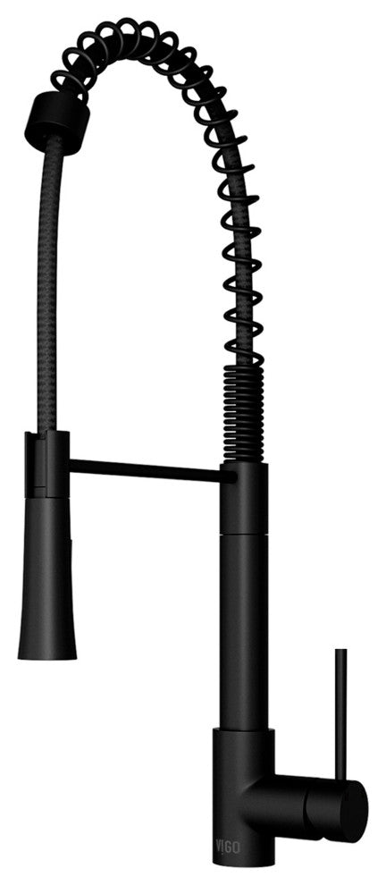 VIGO Laurelton 22" H Single Handle Pull-Down Sprayer Kitchen Faucet, Matte Black, Without Extras