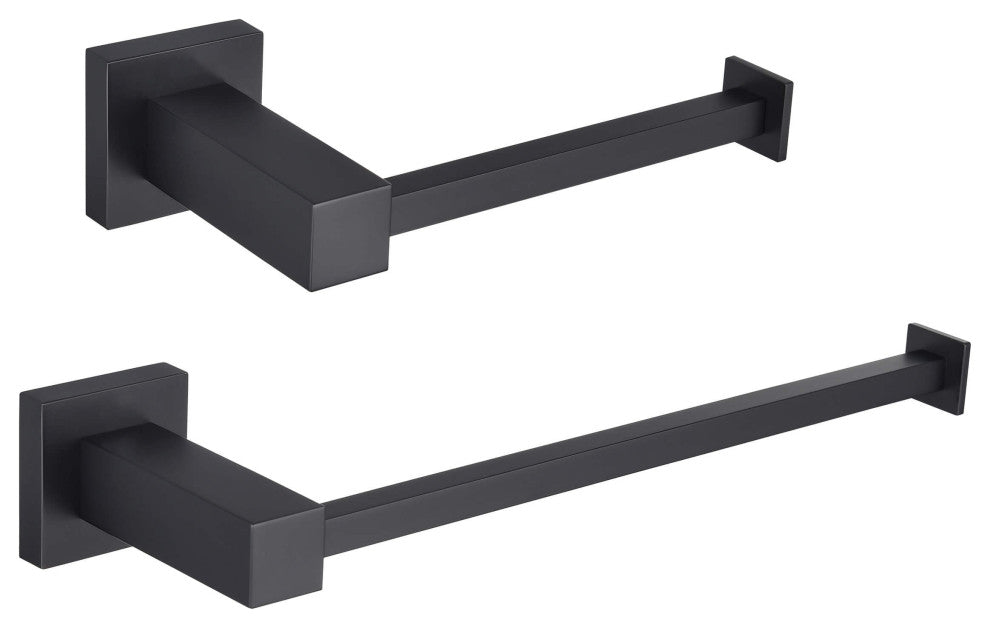 Cube 2-Piece Bathroom Hardware Set, Matte Black