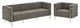Modern Contemporary Living Room Armchair and Sofa, Oatmeal, 2-Piece Set