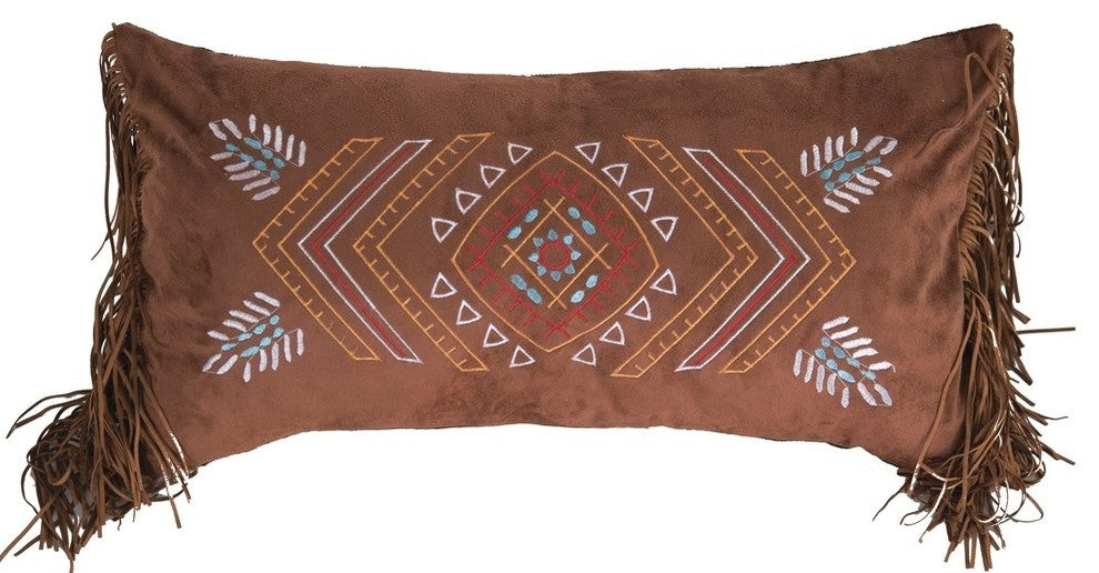 Carstens Wrangler Embroidered Southwestern Fringe Pillow, 14"x26"