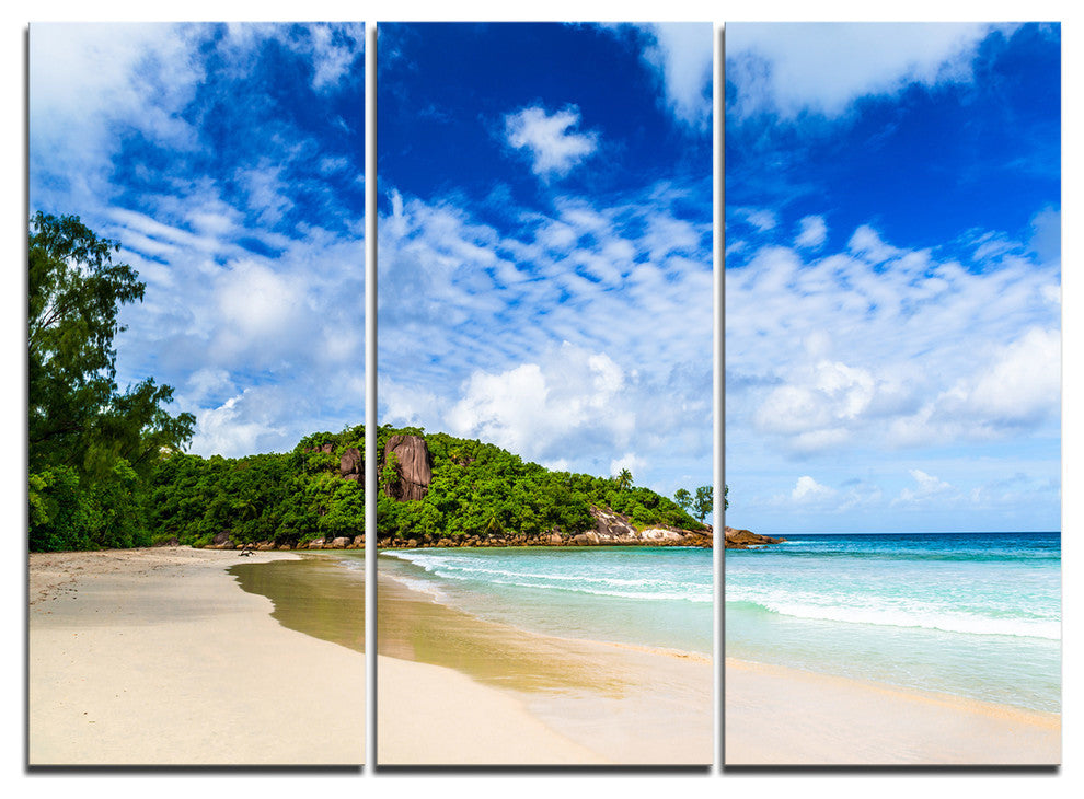 "Seychelles Tranquil Tropical Beach" Metal Wall Art, 3 Panels, 36"x28"