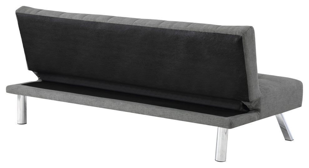 Sawyer Futon, Gray Fabric With Stainless Steel Legs