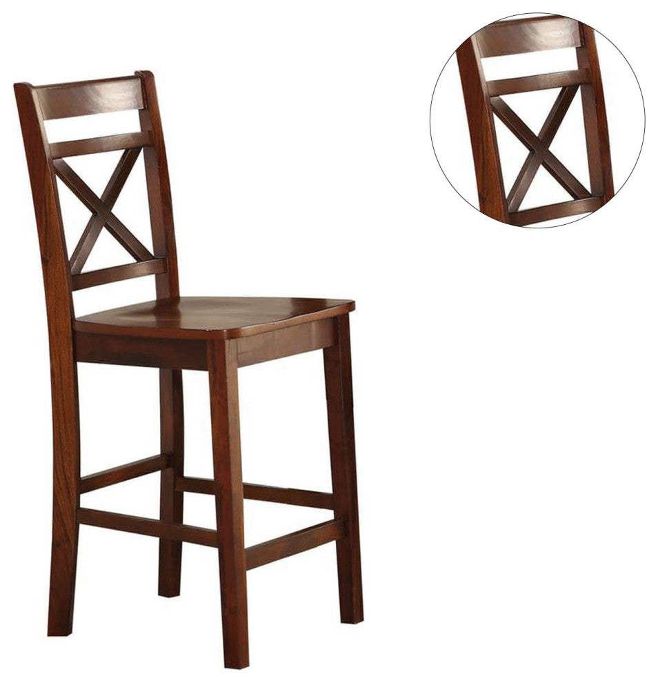 Set of 2 Wooden Counter Height Chairs, Cherry