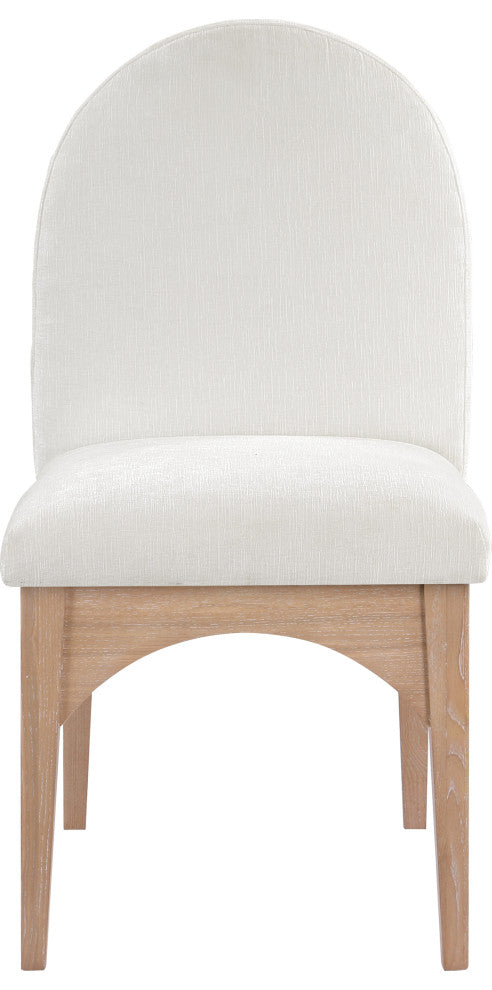Waldorf Chenille Upholstered Dining Chair, Black, Chenille, Natural Finish, Cream, Side Chair, Chenille Fabric, Natural Finish
