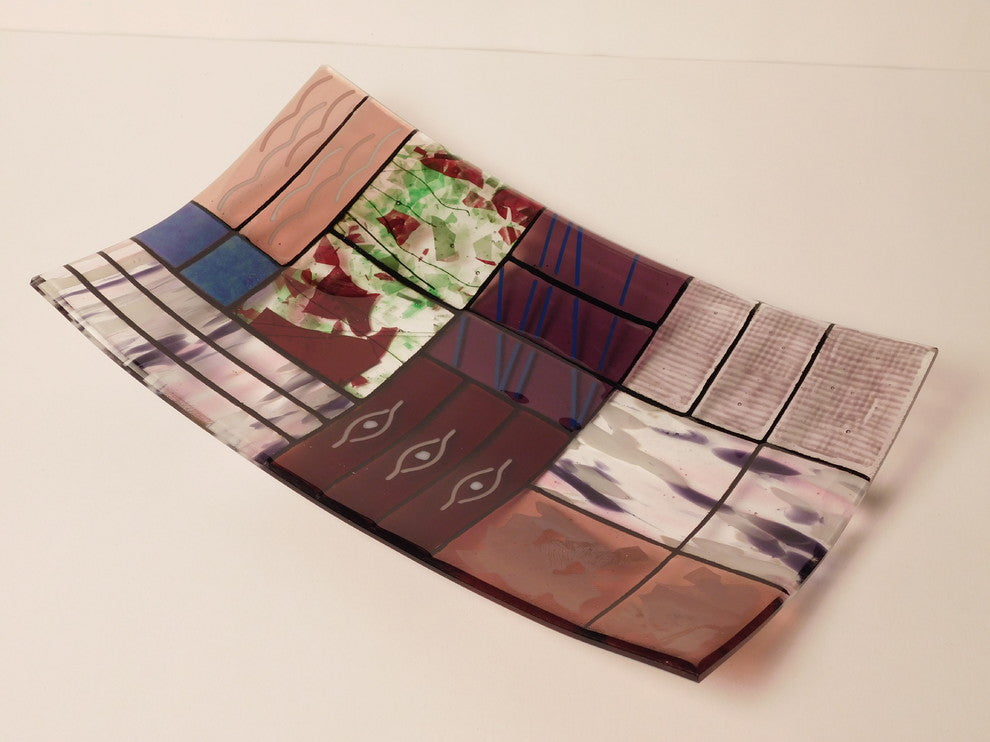 A decorative fused glass plate "A Gentle Color Mix" - Purple