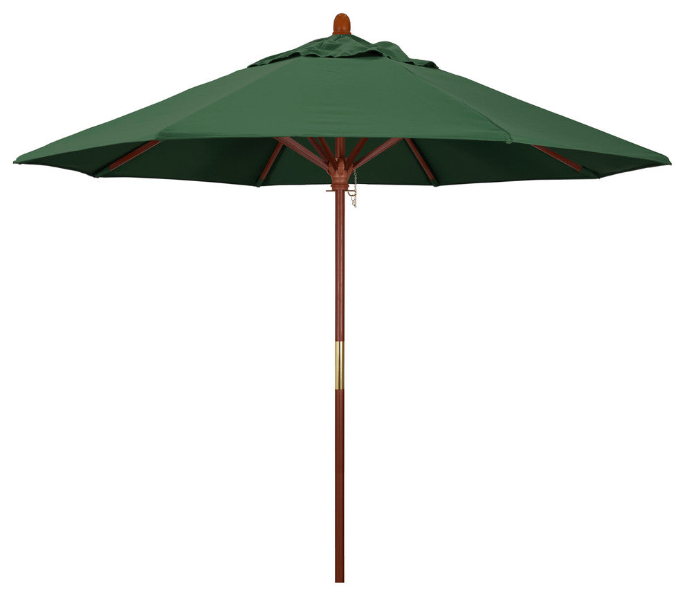 9' Square Push Lift Wood Umbrella, Olefin, Hunter Green