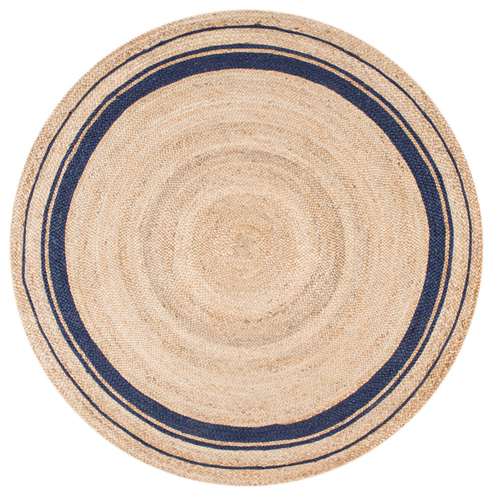 Nuloom Jute Braided Border Area Rug, Navy 6'round