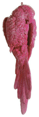 Tropical Paradise Glittered Cockatoo Bird Figure, Closed Feathers, Pink, 15"