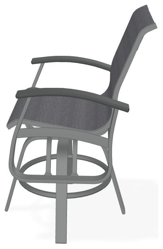 Belle Isle Sling Balcony Height Outdoor Swivel Chair, Augustine Pewter/Graphite