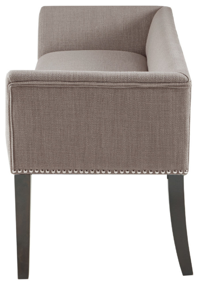 Madison Park Flared Low Arm Low Back Accent Bench Chair, Grey