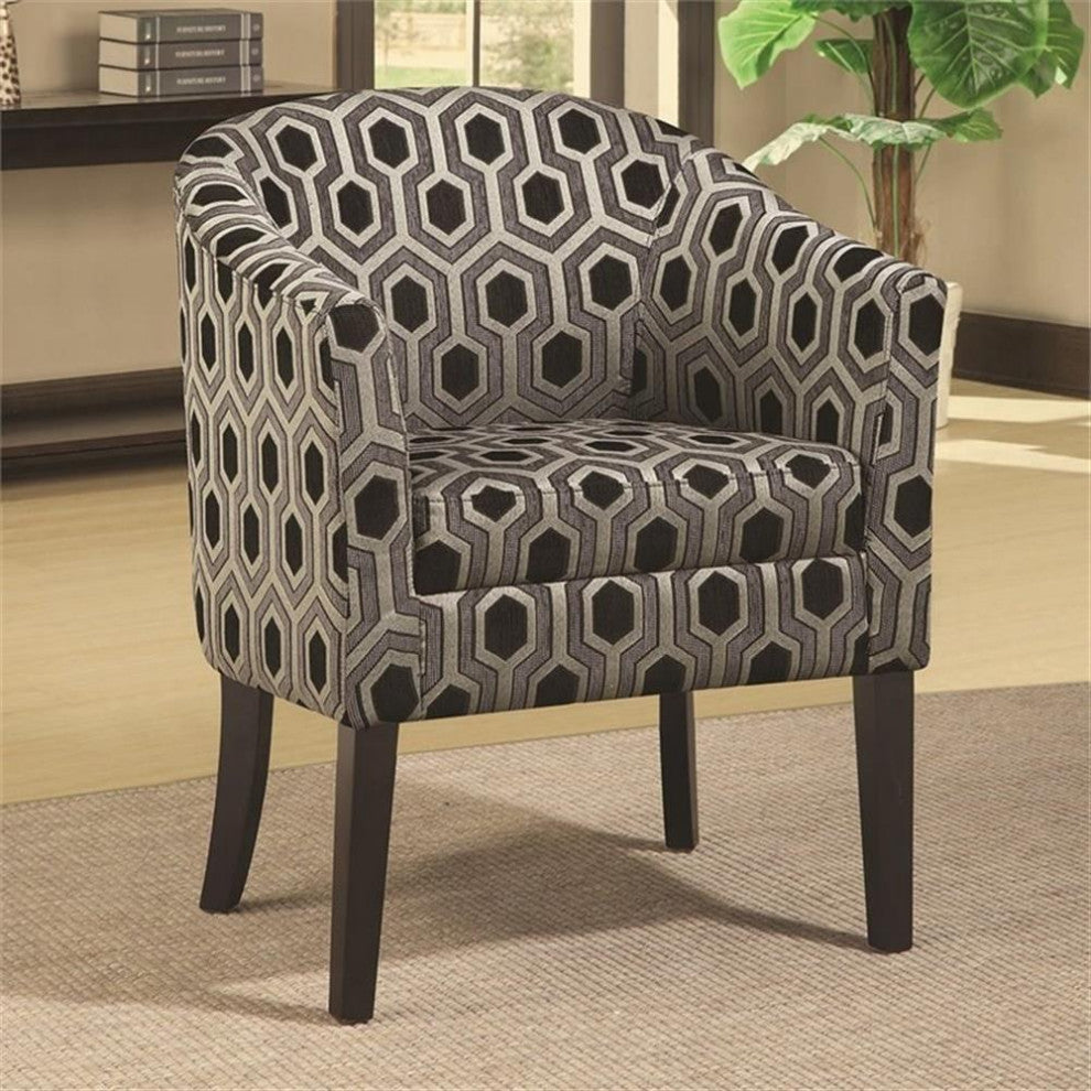 Coaster Transitional Fabric Hexagon Patterned Accent Chair in Gray