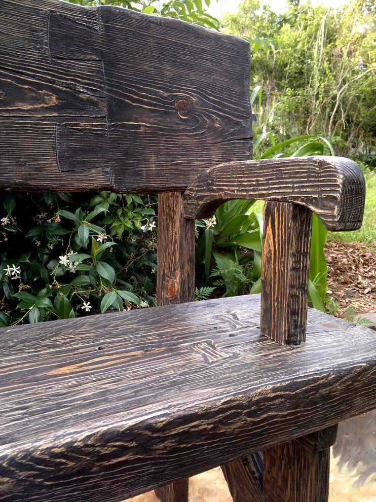 Farmhouse Outdoor Bench Natural Wood Finish