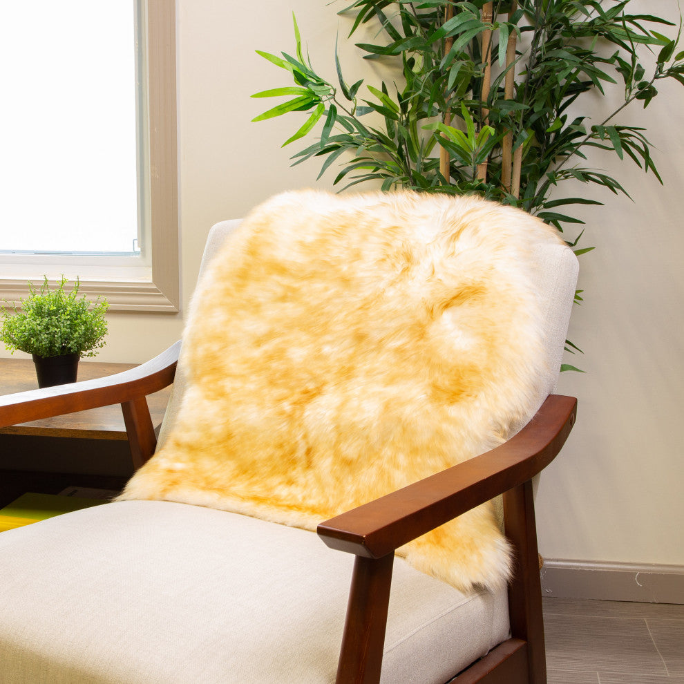 Premium New Zealand Sheepskin Area Rug, Brown Tips, 2' X 3'