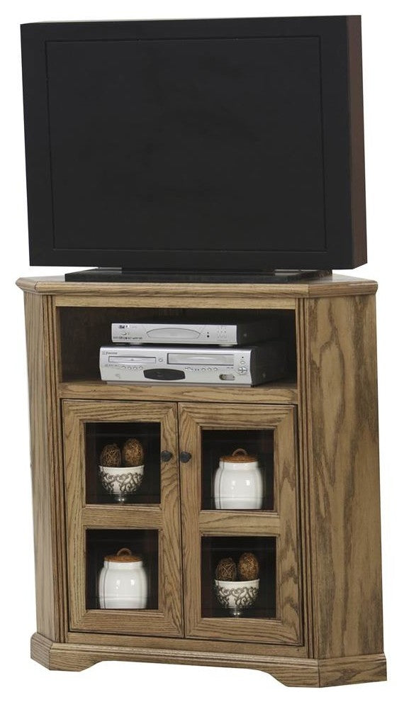 Eagle Furniture Oak Ridge, Tall 41" Wide Corner TV Console, Medium Oak