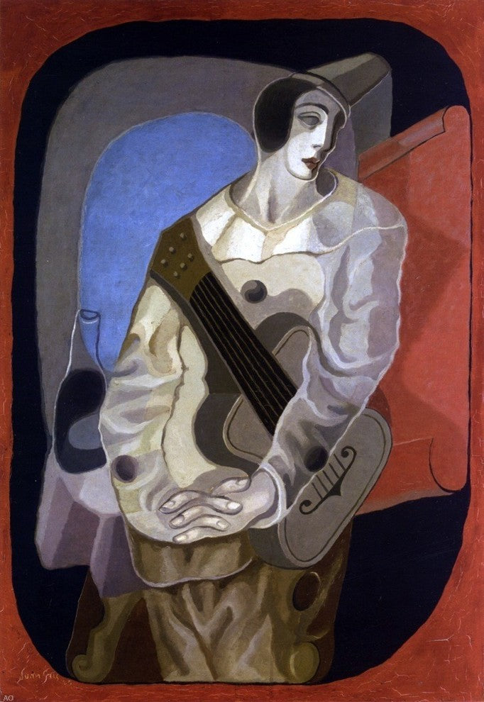 Juan Gris Pierrot with Guitar - 18" x 27" Premium Canvas Print